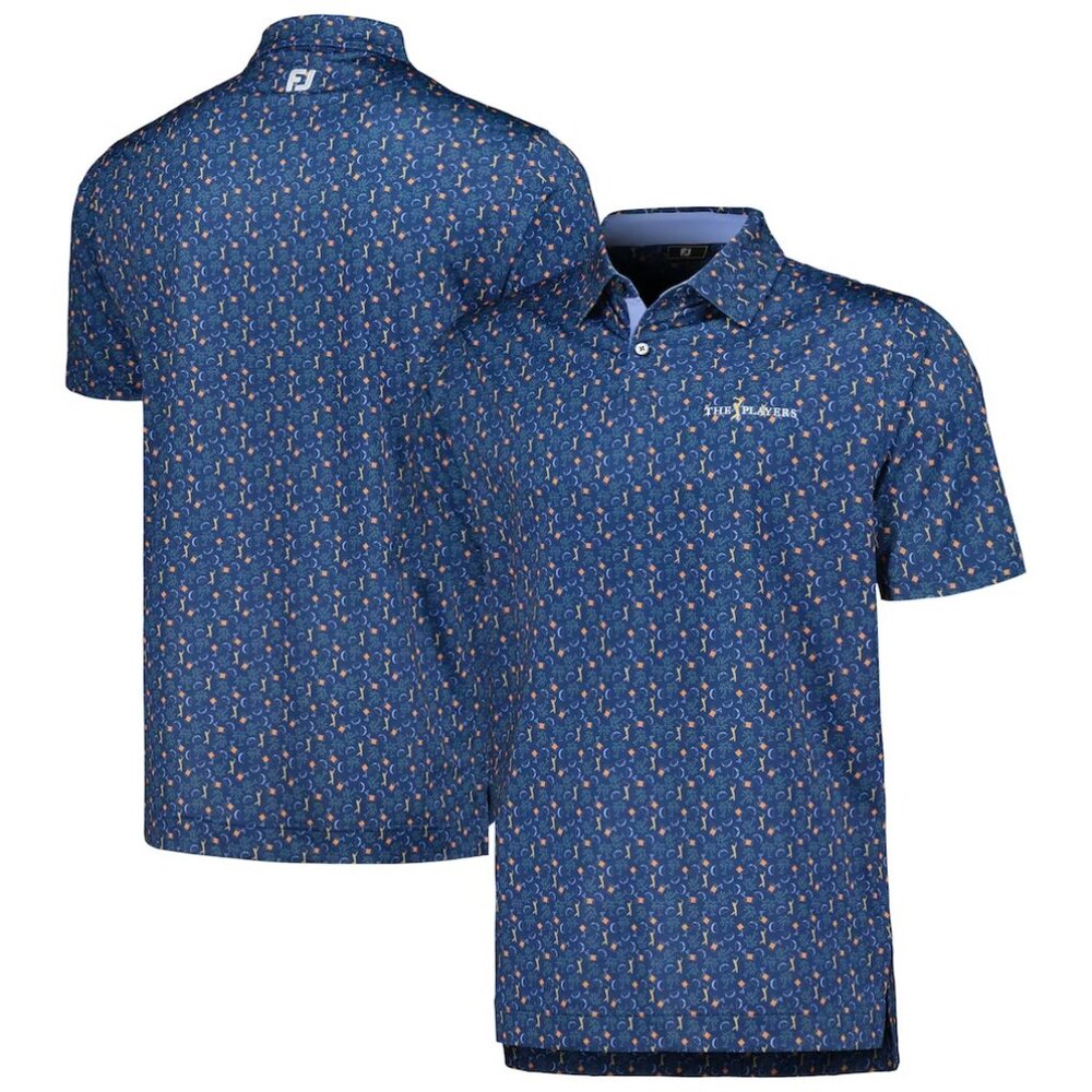 Men's FootJoy Navy THE PLAYERS Custom Print Performance Polo, Size Large